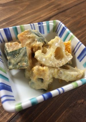 かぼちゃとれんこんの　みそマヨサラダ-レシピのメイン写真