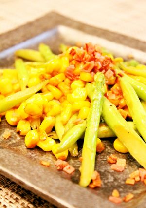 ☆アスパラコーンバター醤油☆ベーコンのせ-レシピのメイン写真