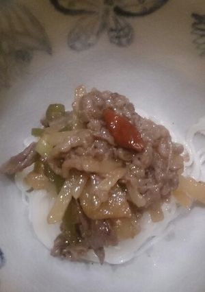 冷熱♪細切りジャガイモと牛肉のピリ辛素麺-レシピのメイン写真