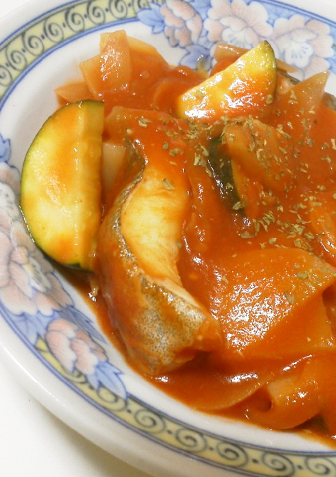 いろいろ野菜と白身魚のトマト煮-レシピのメイン写真