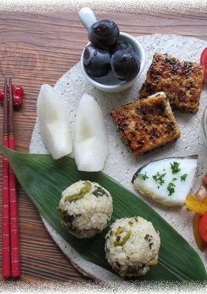 和食の朝ごはん　ゴマ豆腐ステーキ-レシピのメイン写真