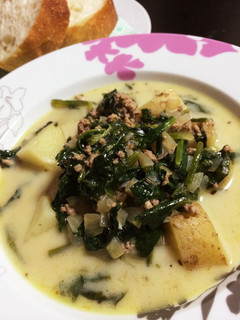 ひき肉ほうれん草じゃがいものうま辛スープ-レシピのメイン写真