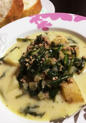 ひき肉ほうれん草じゃがいものうま辛スープ-レシピのメイン写真