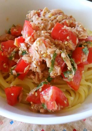 簡単☆混ぜるだけトマトとツナの冷製パスタ-レシピのメイン写真