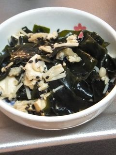 ワカメ豆腐エノキの焼肉タレあえ-レシピのメイン写真