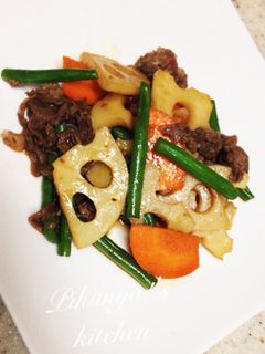 れんこんと牛肉の☆すき焼きのタレ炒め-レシピのメイン写真