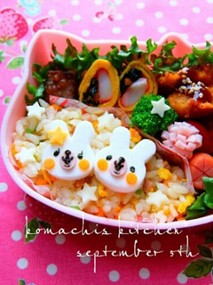 幼稚園 キャラ弁 お弁当♡平面うさぎ-レシピのメイン写真