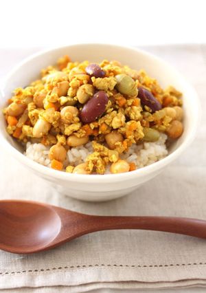 豆と豆腐のドライカレー丼-レシピのメイン写真