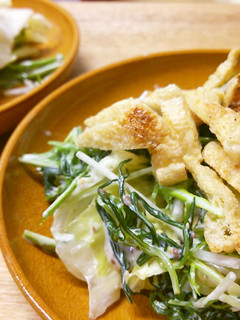 油揚げで食感UP♪丘ひじきと水菜のサラダ-レシピのメイン写真