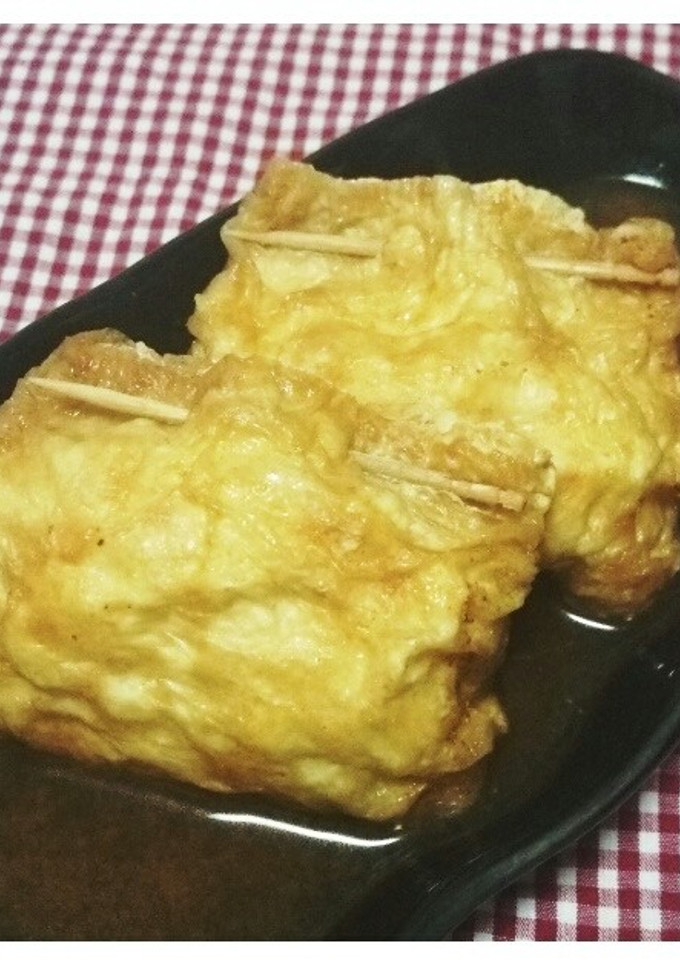 ☆油揚げ卵の巾着煮ーキムチ風味ー☆-レシピのメイン写真