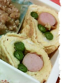 お弁当にウインナーといんげんの卵焼き-レシピのメイン写真