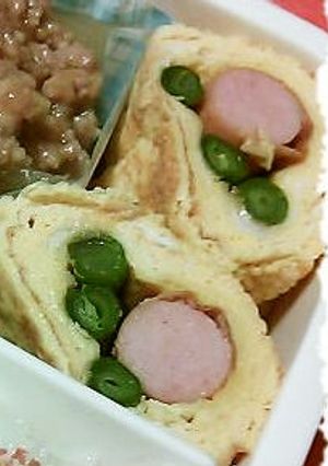 お弁当にウインナーといんげんの卵焼き-レシピのメイン写真