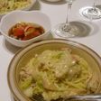 鮭とキャベツのクリームパスタ