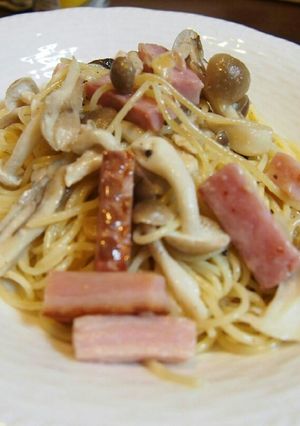 ベーコンときのこのクリームパスタ-レシピのメイン写真