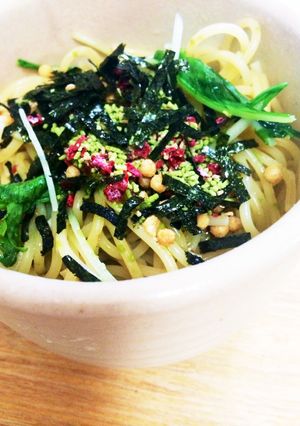 簡単！水菜の梅風味パスタ-レシピのメイン写真