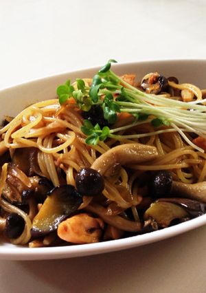 鮭と茄子としめじの和風パスタ-レシピのメイン写真