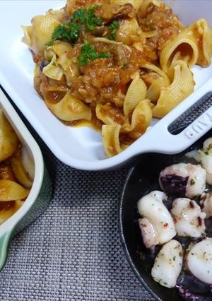 ストウブでツナとトマトのショートパスタ-レシピのメイン写真
