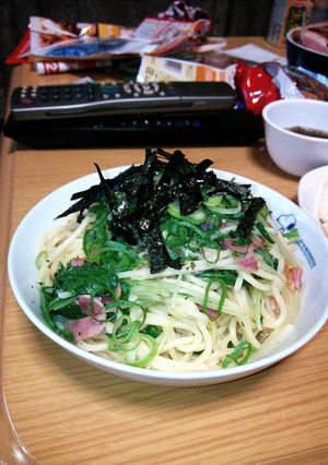 水菜とベーコンの和風パスタ♪-レシピのメイン写真