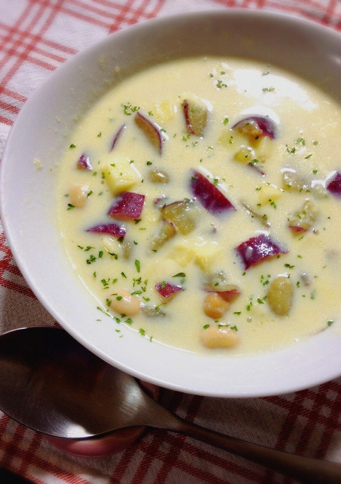 秋を感じる♬さつまいもと豆のスープ★-レシピのメイン写真