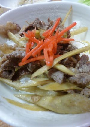 ゴボウ入り牛丼-レシピのメイン写真