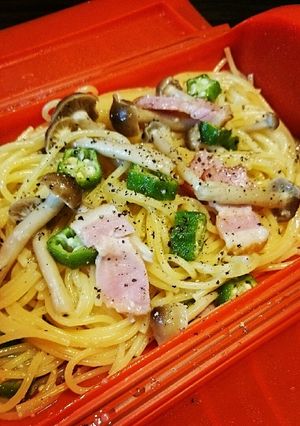 ルクエ☆オクラとしめじのペペロンチーノ-レシピのメイン写真