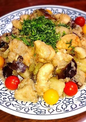茄子とささみの揚げ焼き香味ソース仕立て-レシピのメイン写真