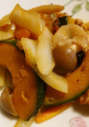 かぼちゃと豚肉の簡単炒め-レシピのメイン写真