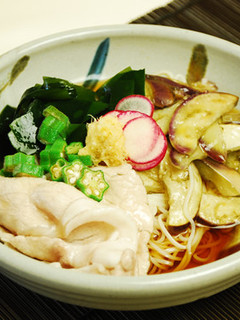夏バテ予防☆茄子と豚肉の冷しゃぶ素麺-レシピのメイン写真