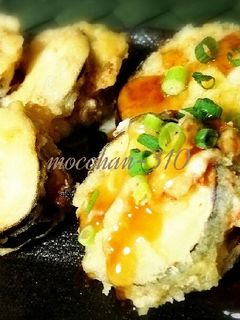 茄子のはさみ揚げ*甘酢あんかけ&カレー塩-レシピのメイン写真