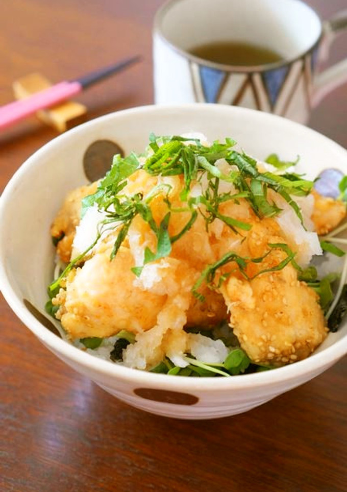 ぽん酢を使った鶏の辛子揚げおろし丼-レシピのメイン写真