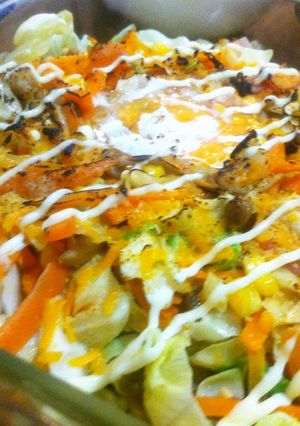たっぷり野菜のたまごのせ温サラダ-レシピのメイン写真