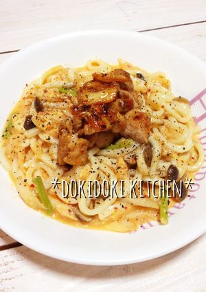 鶏キムチカルボナーラうどん-レシピのメイン写真