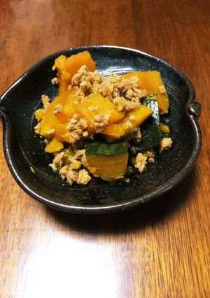 簡単!冷えても美味しい挽肉かぼちゃの煮物-レシピのメイン写真