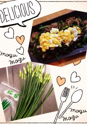 花ニラと豚肉のキノコ炒め-レシピのメイン写真