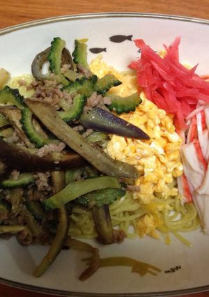 ゴーヤとなす炒めのっけ盛り麺-レシピのメイン写真