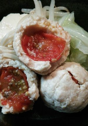鶏団子の中身は…プチトマト♪-レシピのメイン写真