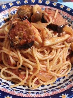 ナスとしめじのトマトパスタ-レシピのメイン写真