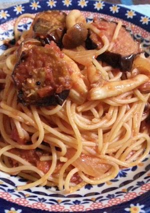 ナスとしめじのトマトパスタ-レシピのメイン写真