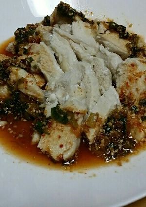 低カロリー蒸し鶏のピリ辛ねぎソース-レシピのメイン写真