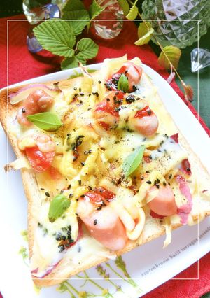 さつま芋の皮×ウインナーのカレートースト-レシピのメイン写真