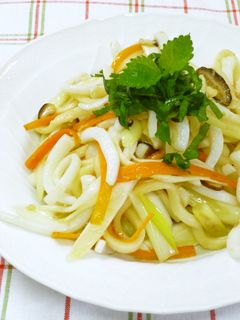 イカのめんつゆ焼きうどん-レシピのメイン写真