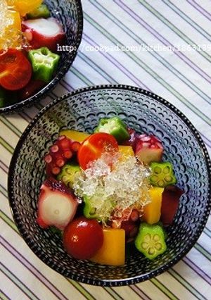 ジュレ酢で☆タコと夏野菜のキラキラマリネ-レシピのメイン写真