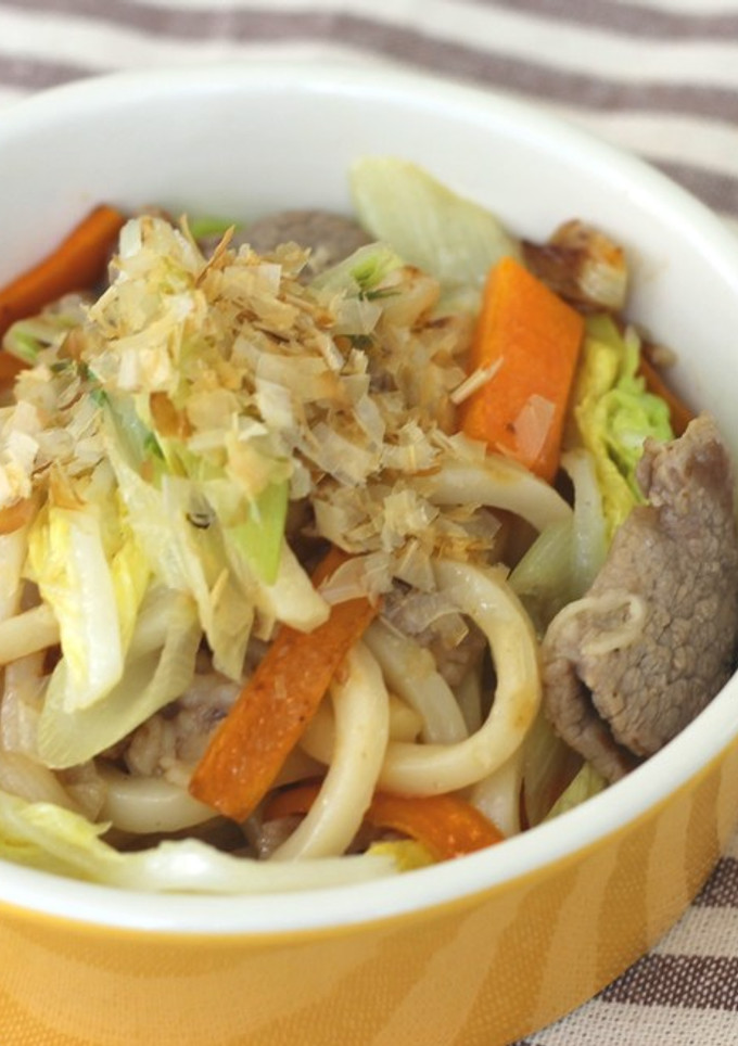 小松菜とちくわの焼きうどん-レシピのメイン写真