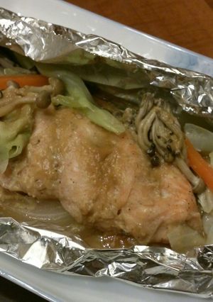 秋の味覚♪鮭のちゃんちゃんホイル焼き♫-レシピのメイン写真