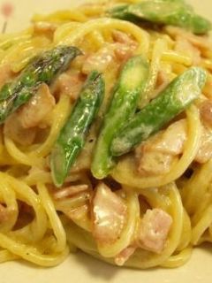 アスパラガスとベーコンのクリームパスタ-レシピのメイン写真