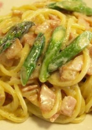 アスパラガスとベーコンのクリームパスタ-レシピのメイン写真