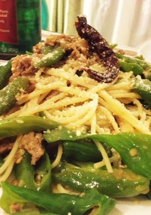万願寺唐辛子と豚挽肉のパスタ-レシピのメイン写真