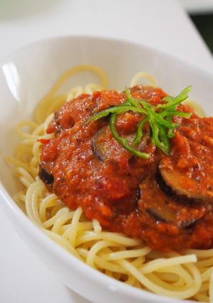 ナスとトマトとチーズのスパゲティ-レシピのメイン写真