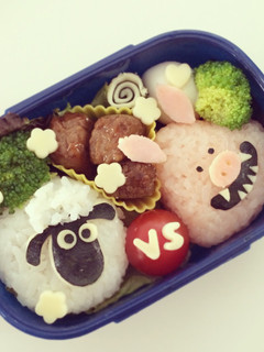 キャラ弁*ひつじのショーンと豚さん-レシピのメイン写真