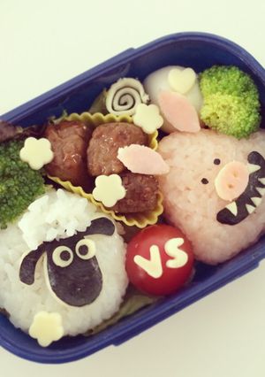 キャラ弁*ひつじのショーンと豚さん-レシピのメイン写真